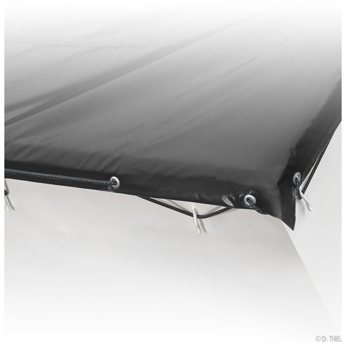 Bâche de conteneur en PVC 630g 3.1x8.0m noir avec corde